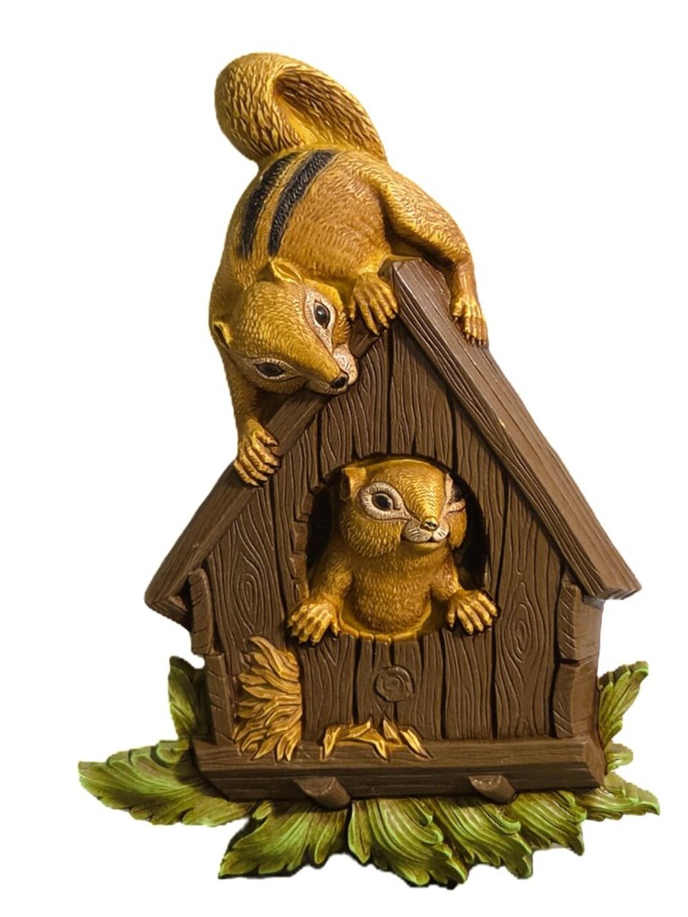 Vintage 1977 Homco Chipmunks Birdhouse Wall Hanging #7493 USA Cottagecore